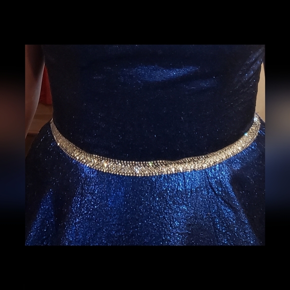 Blue off shoulder pageant dress - Picture 3 of 4